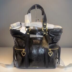 Rare NWT Coach F20047 Black Patent Leather Daisy Liquid Gloss Pocket Tote Y2K